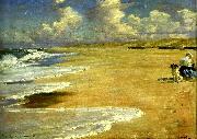 Peter Severin Kroyer marie kroyer malar pa stenbjerg strand Germany oil painting artist